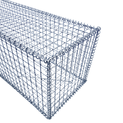 Cage gabion montée avec panneaux, spirales et entretoises