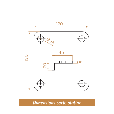 Dimensions socle platine