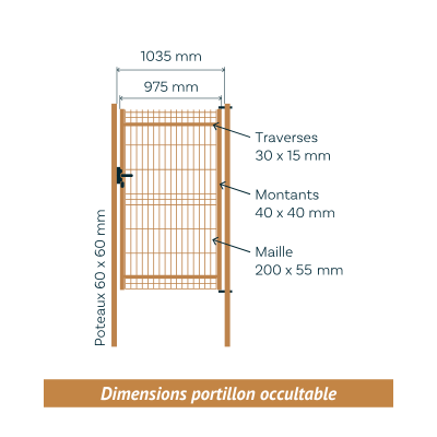 Dimensions portillon occultable