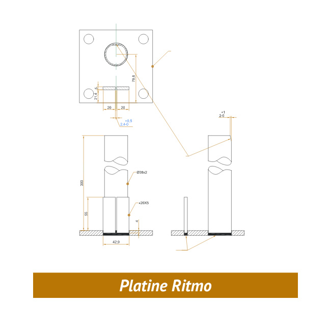 Platine pour poteau RITMO schéma