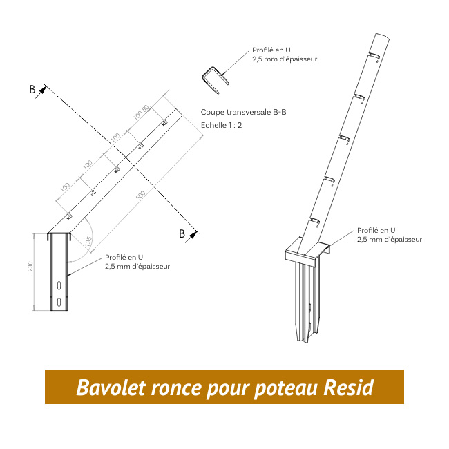 Bavolet ronce pour poteau Resid