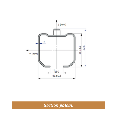 section poteau grillage soudé lourd à linguets