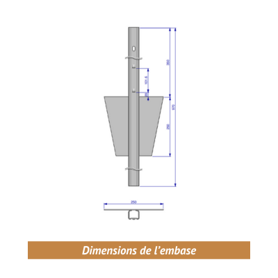 plan dimensions embase pour poteau maxiclo