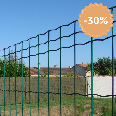 Grillage soudé rigide vert à mailles rectangulaires plastifiées